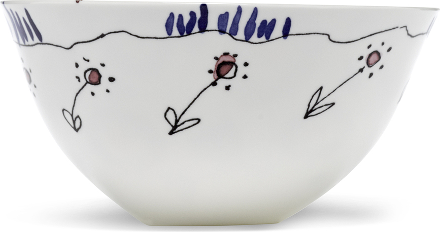 Bol para servir Midnight Flowers Anemone Vaniglia, 22 cm