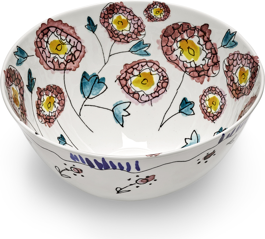 Bol para servir Midnight Flowers Anemone Vaniglia, 22 cm