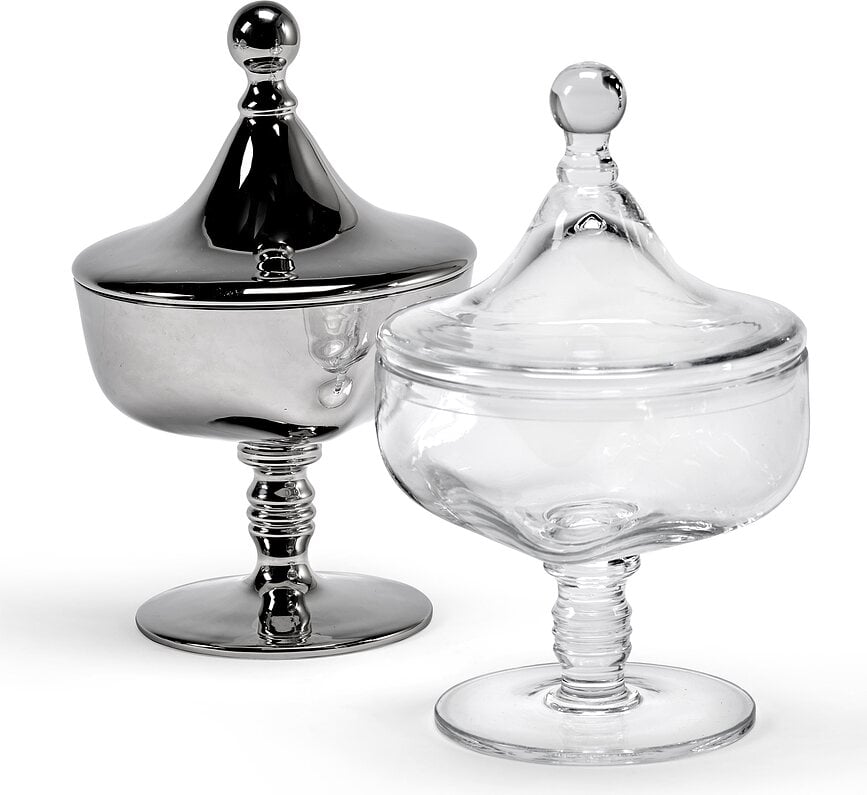 Bonbonnière Josephine en verre, argentée