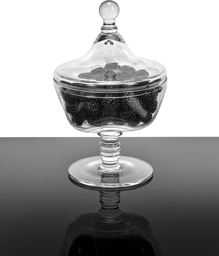 Bonbonnière Josephine en verre, argentée