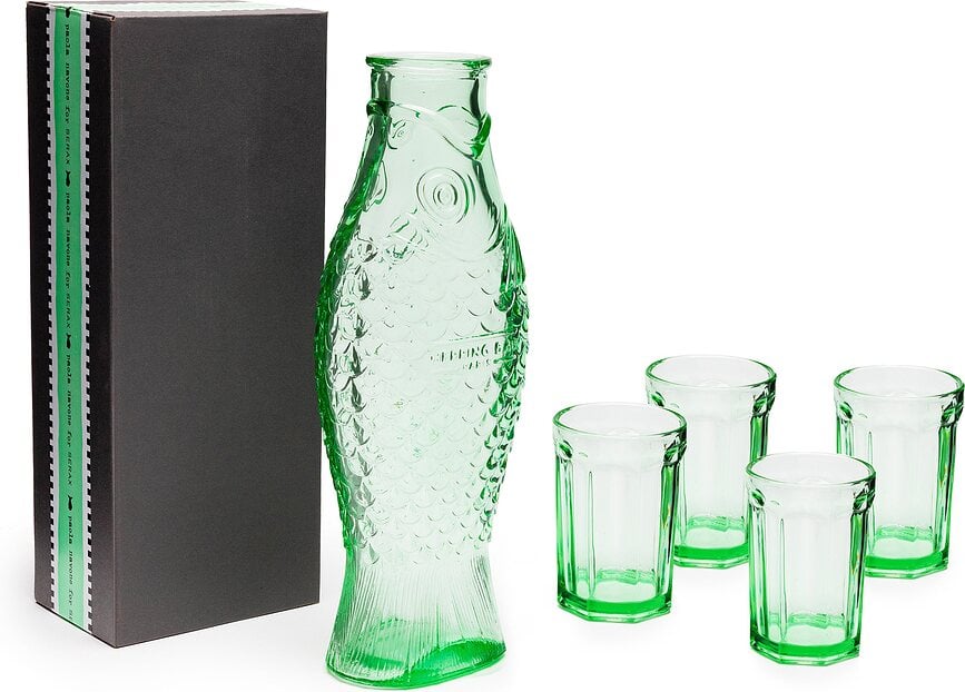 Carafe avec 4 verres Fish & Fish, verts