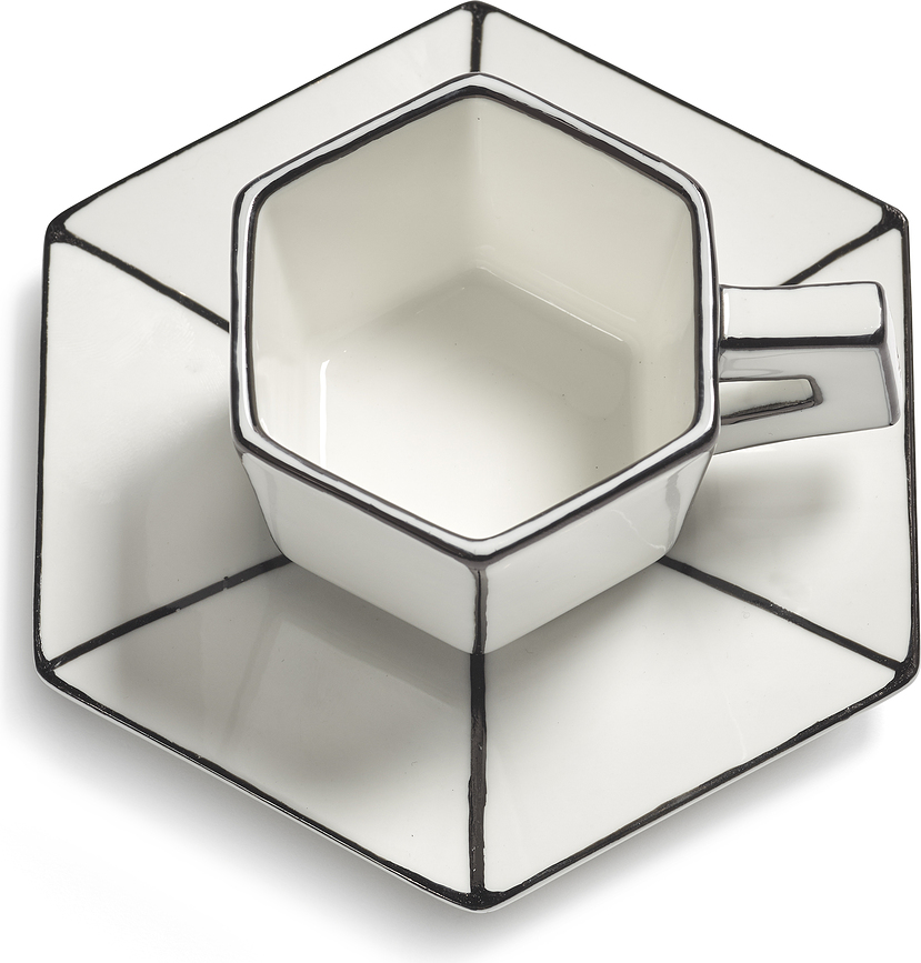 Carte Blanche Skodelica za espresso s krožničkom, 2 kosa