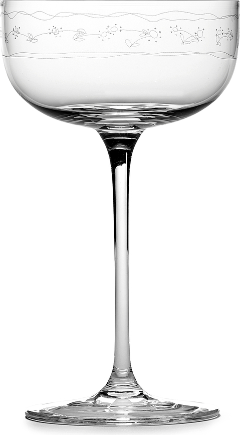 Copas de champán estilo Coupe Midnight Flowers, 240 ml, 4 unidades