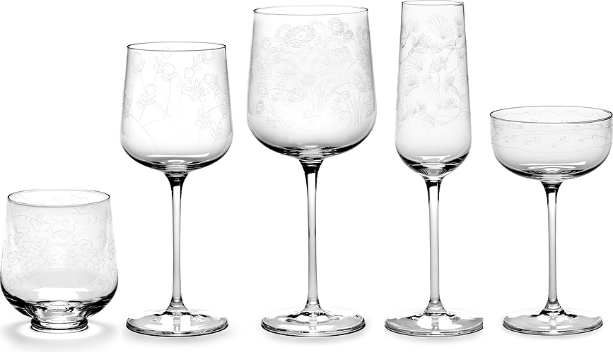 Copas de champán estilo Coupe Midnight Flowers, 240 ml, 4 unidades