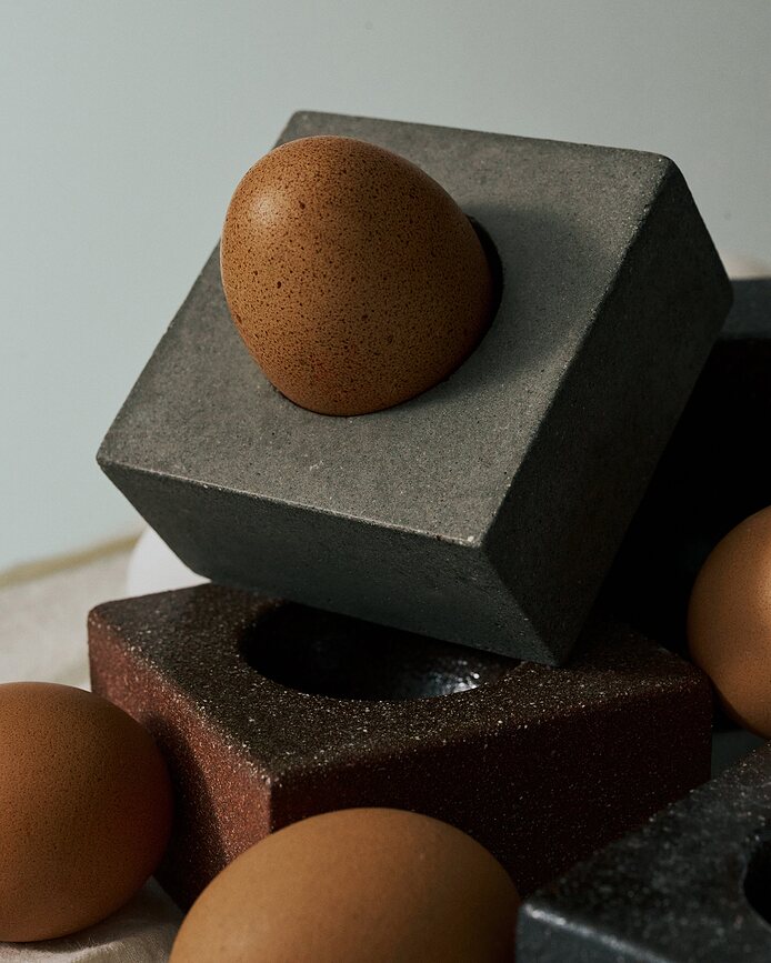 Coquetiers Uovo en béton, lot de 2