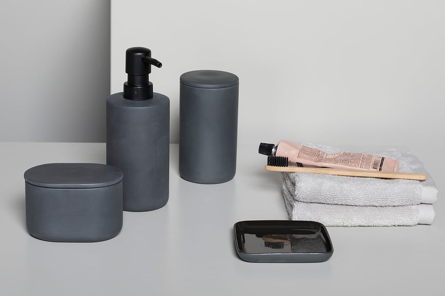 Cose Spremnik za kupaonicu okrugli tamnosivi 6,5 cm