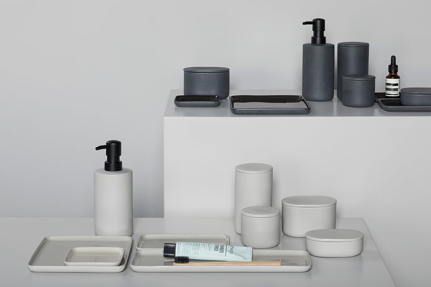 Cose Spremnik za kupaonicu okrugli tamnosivi 6,5 cm