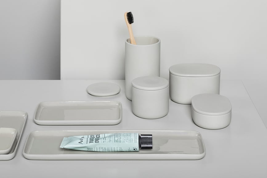 Cose Spremnik za kupaonicu okrugli tamnosivi 6,5 cm