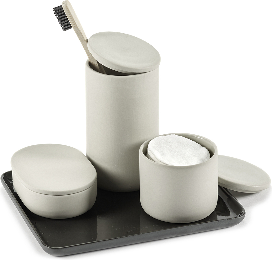 Cose Pot de Salle de Bain rond, 6,5 cm, gris foncé