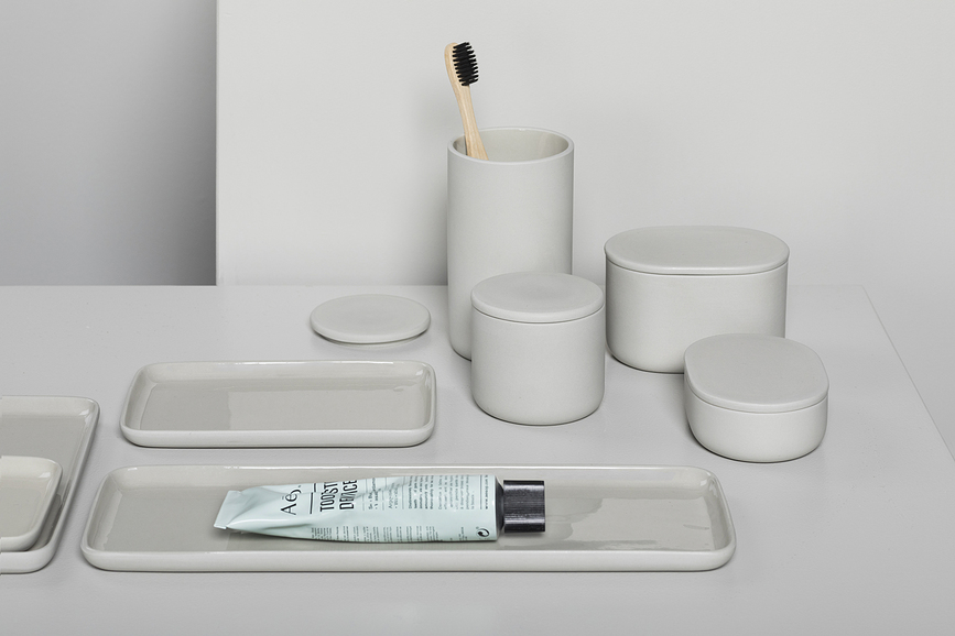 Cose Pot de Salle de Bain rond, 6,5 cm, gris foncé