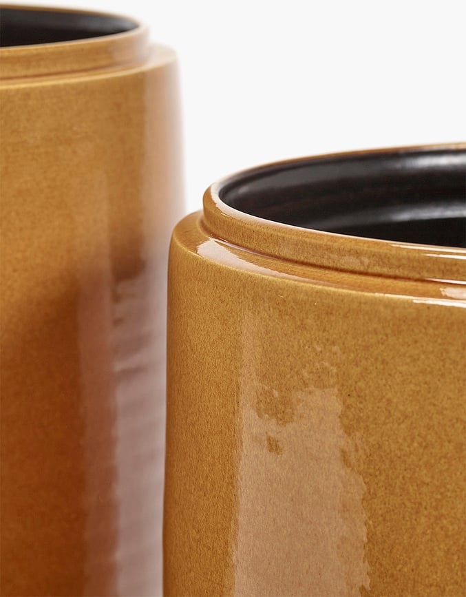 Cubre maceta esmaltado Glazed Shades, 38 cm, color miel