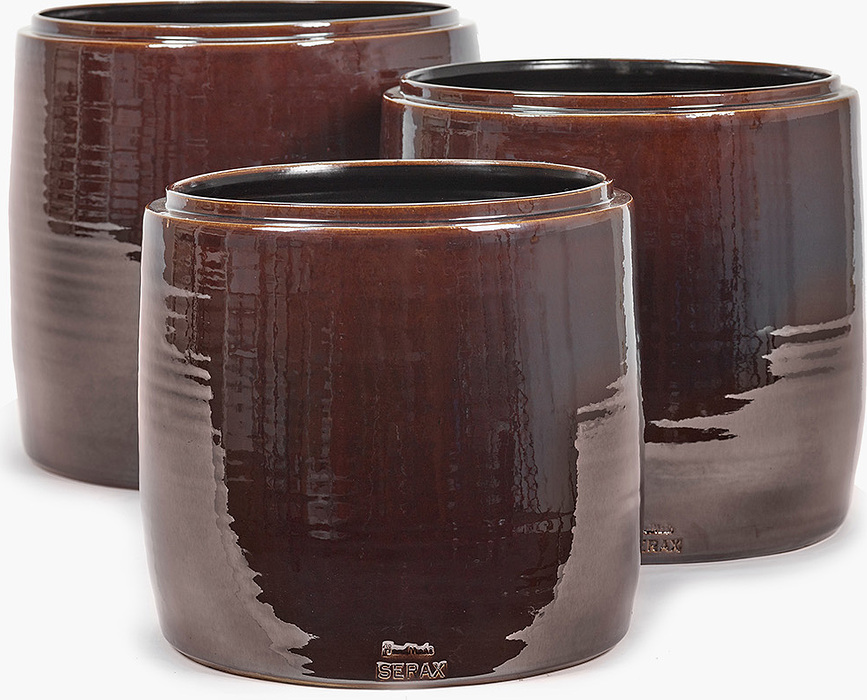 Maceta esmaltada Glazed Shades, 30 cm, marrón