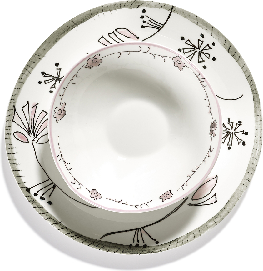 Cuenco bajo Midnight Flowers Blossom Milk, 18 cm