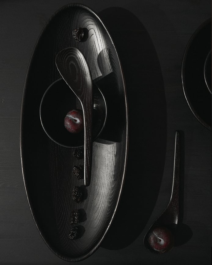 Cuenco decorativo Out of Lines, talla L, negro