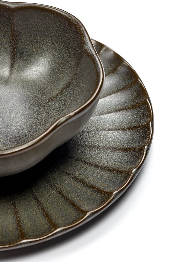 Cuencos acanalados Inku, 11 cm, verde oscuro, 4 unidades