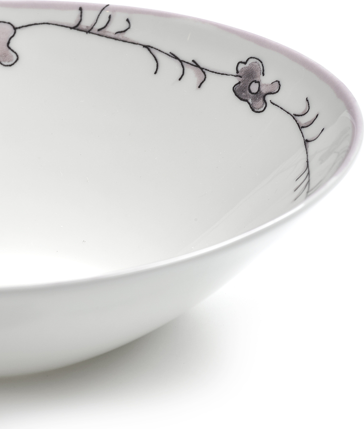 Set de 2 cuencos bajos Midnight Flowers Blossom Milk, 18 cm