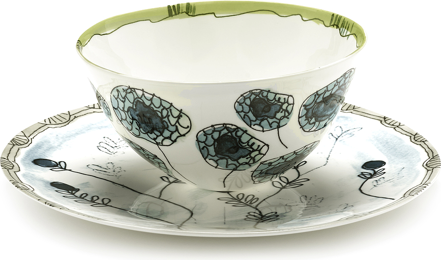 Set de cuencos Midnight Flowers Anemone Milk, 18 cm, 2 unidades