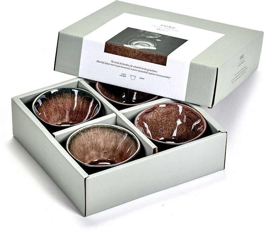 Cuencos Pure, 7,6 cm, marrón y amarillo, 4 unidades