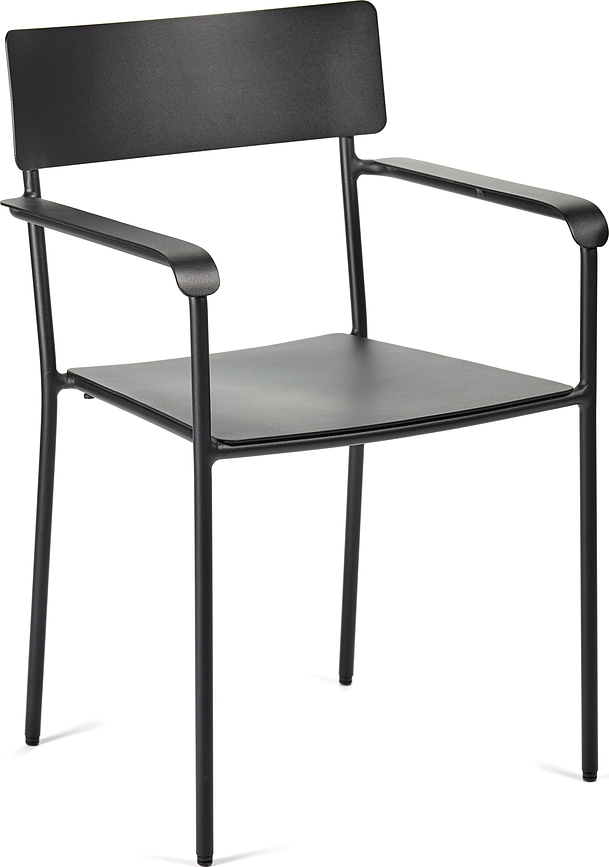 Dārza krēsls August ar roku balstiem, 85 cm, melns
