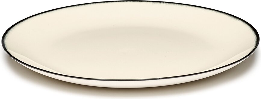 Dé 1 Assiettes Plates 28 cm, noires et blanches, Lot de 2