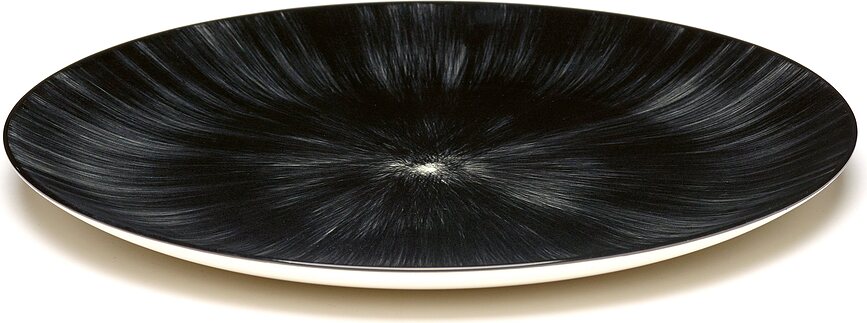Dé Assiettes Plates, 28 cm, noires et blanches, Lot de 2