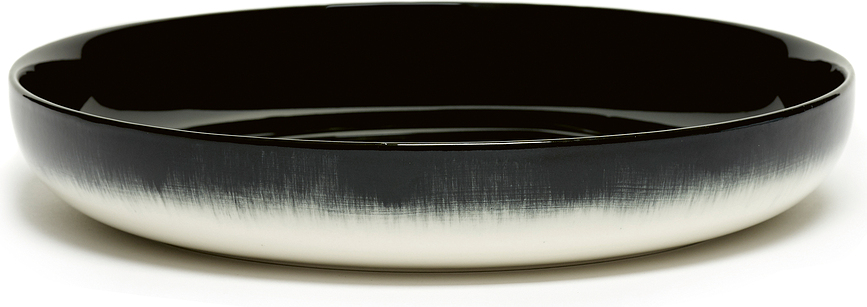 Dé B Globok krožnik, 24 cm, črno-bel