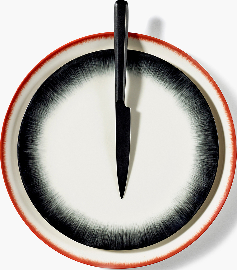 Dé 4 Krožnik za glavno jed, 24 cm, črno-bel