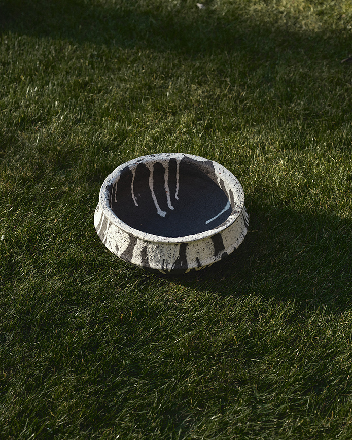 Dune Pot de Fleurs, 31 cm, blanc et noir