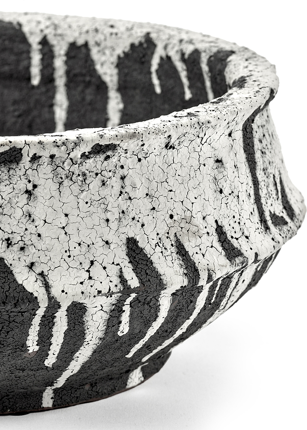 Dune Pot de Fleurs, 31 cm, blanc et noir