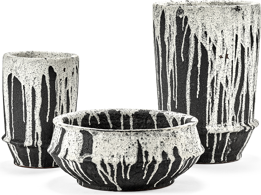 Dune Pot de Fleurs, 31 cm, blanc et noir