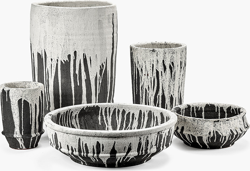 Dune Cache-pot bas, 49 cm, blanc et marron