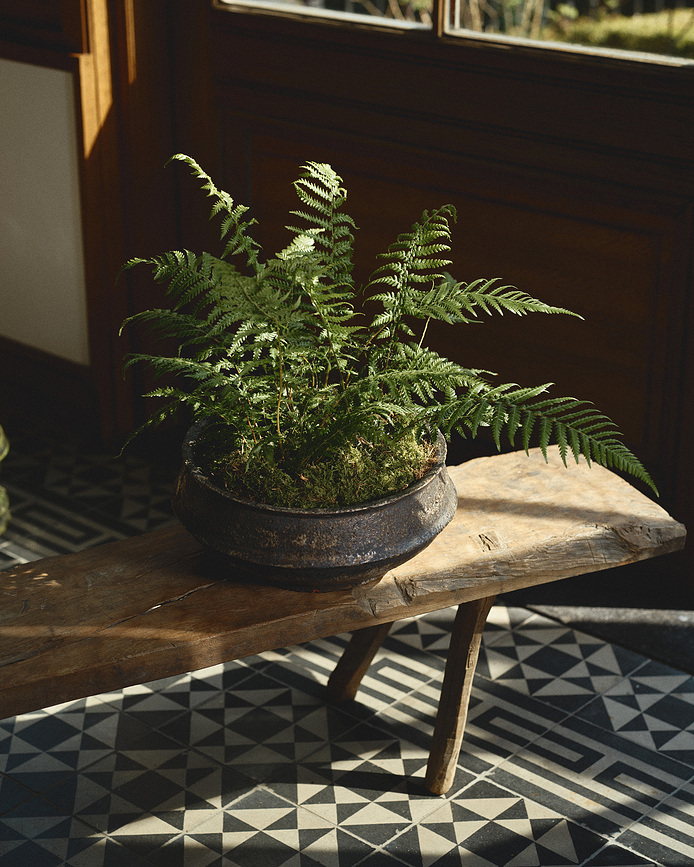 Dune Cache-pot bas, 49 cm, blanc et marron