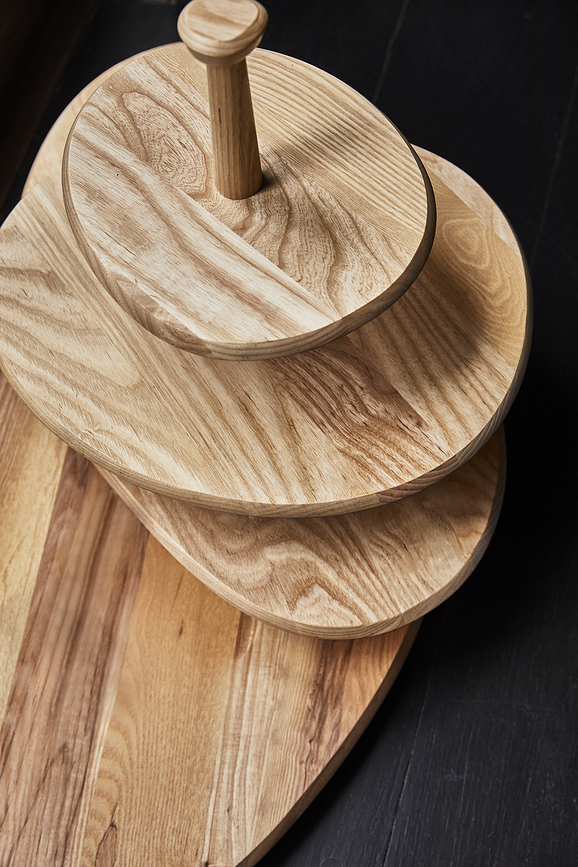 Dune Présentoir à 2 niveaux, frêne noir