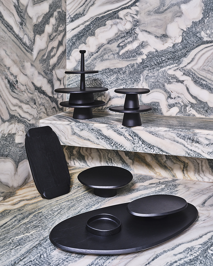 Dune Présentoir basse, 34 cm, en frêne naturel