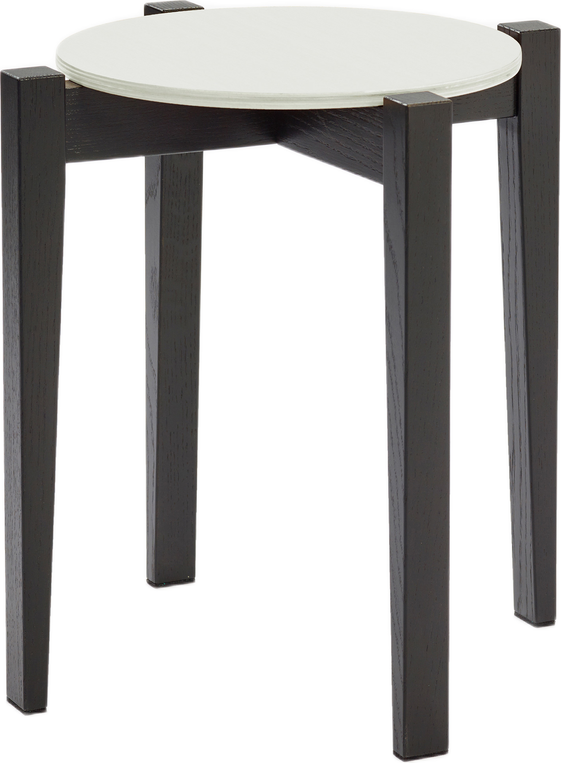 Elois Hocker 46 cm, schwarz-weiß, Buchenholz