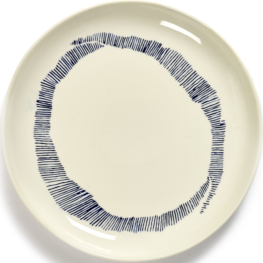 Feast Assiettes à Déjeuner 19 cm, blanches et bleues, Lot de 2