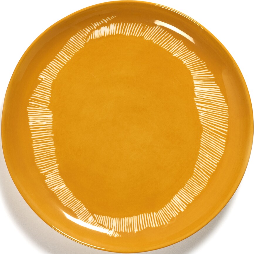 Feast Assiettes à déjeuner 22,5 cm, jaunes et blanches, Lot de 2