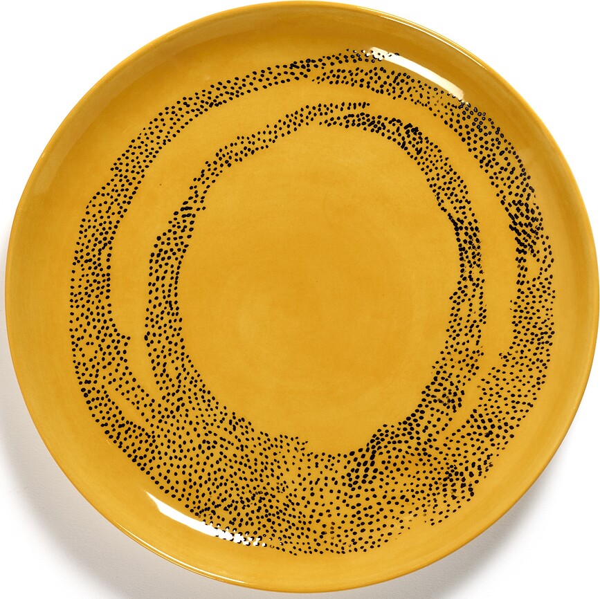 Feast Assiettes à Déjeuner à pois, 22,5 cm, jaunes et blanches, Lot de 2