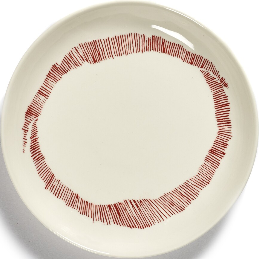 Feast Assiettes à Dessert 16 cm, blanches et rouges, Lot de 4