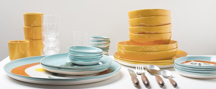 Feast Artichoke Assiettes à Dessert, 16 cm, bleu foncé et blanc, Lot de 4