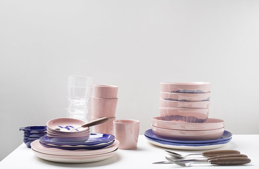 Feast Artichoke Assiettes à Dessert, 16 cm, bleu foncé et blanc, Lot de 4