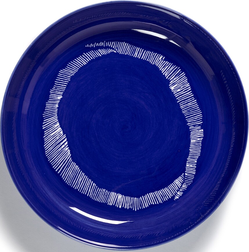 Feast Assiettes Creuses 22 cm, bleu foncé et blanc, Lot de 2