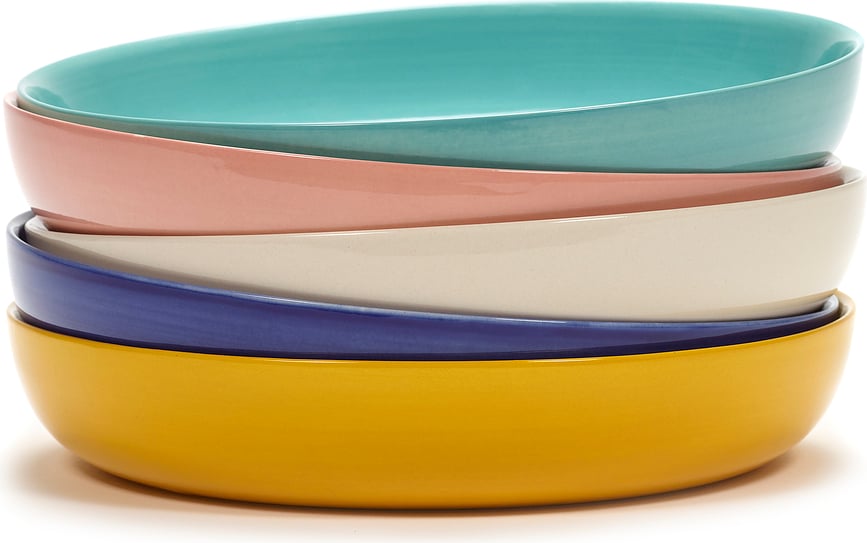 Feast Assiettes creuses, 22 cm, blanches et rouges, Lot de 2