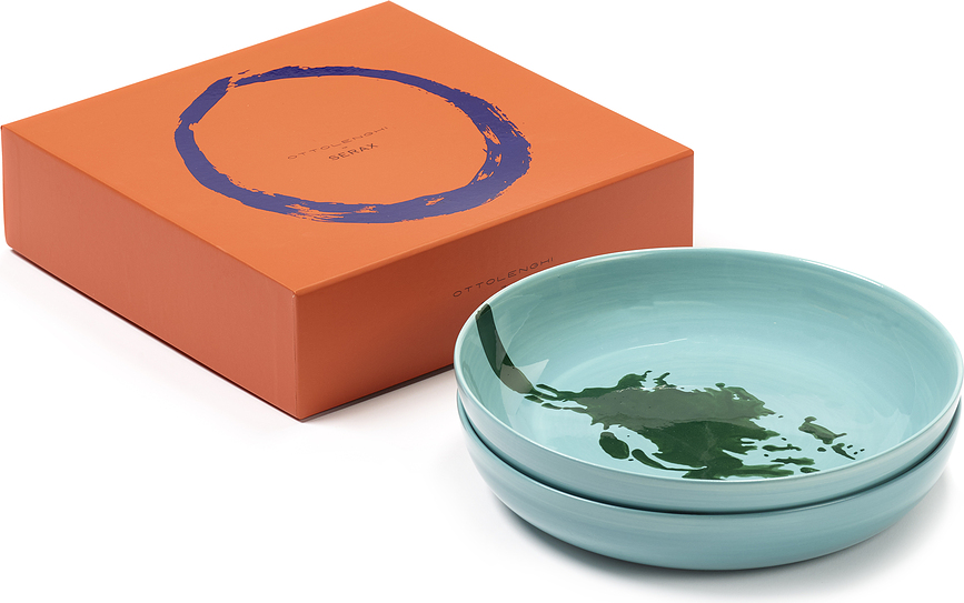 Feast Assiettes creuses, 22 cm, blanches et rouges, Lot de 2