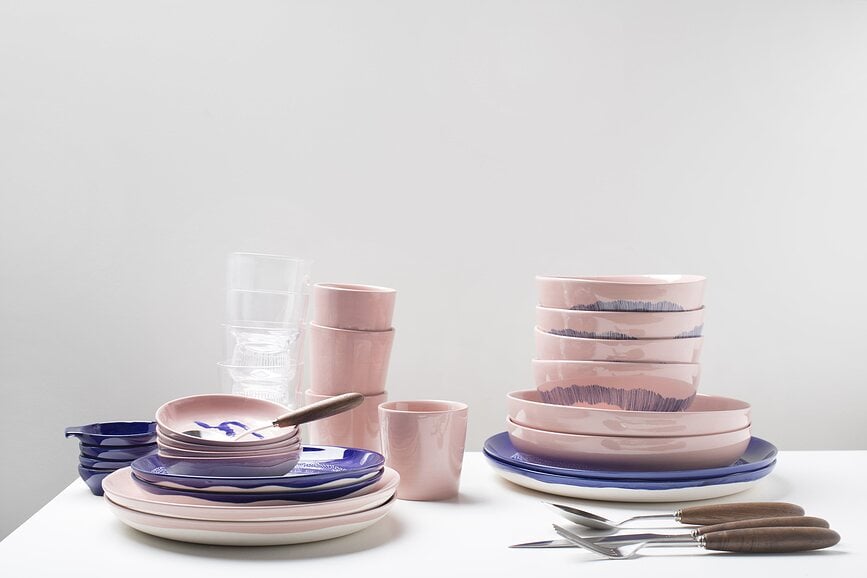 Feast Assiettes creuses, 22 cm, blanches et rouges, Lot de 2