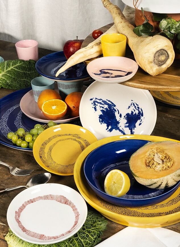 Feast Assiettes creuses, 22 cm, blanches et rouges, Lot de 2