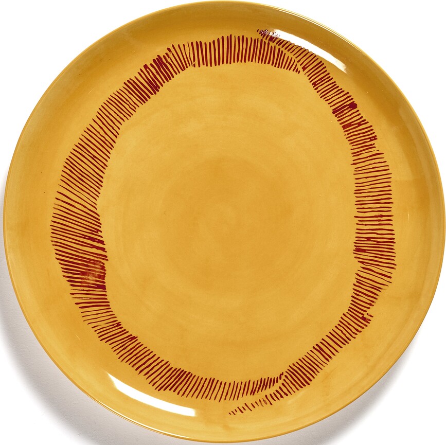 Feast Assiettes plates 26,5 cm, jaunes et rouges, Lot de 2