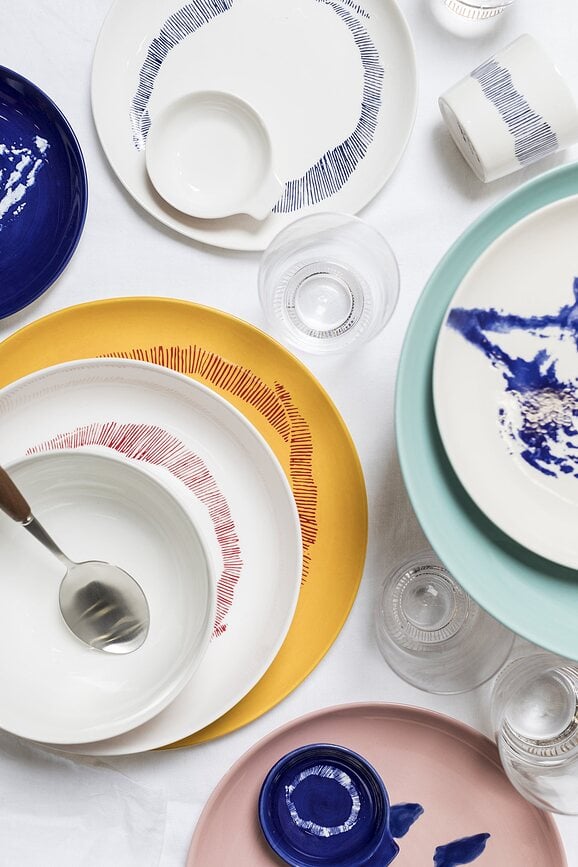 Feast Pepper Assiettes Plates 26,5 cm, blanches et noires, Lot de 2