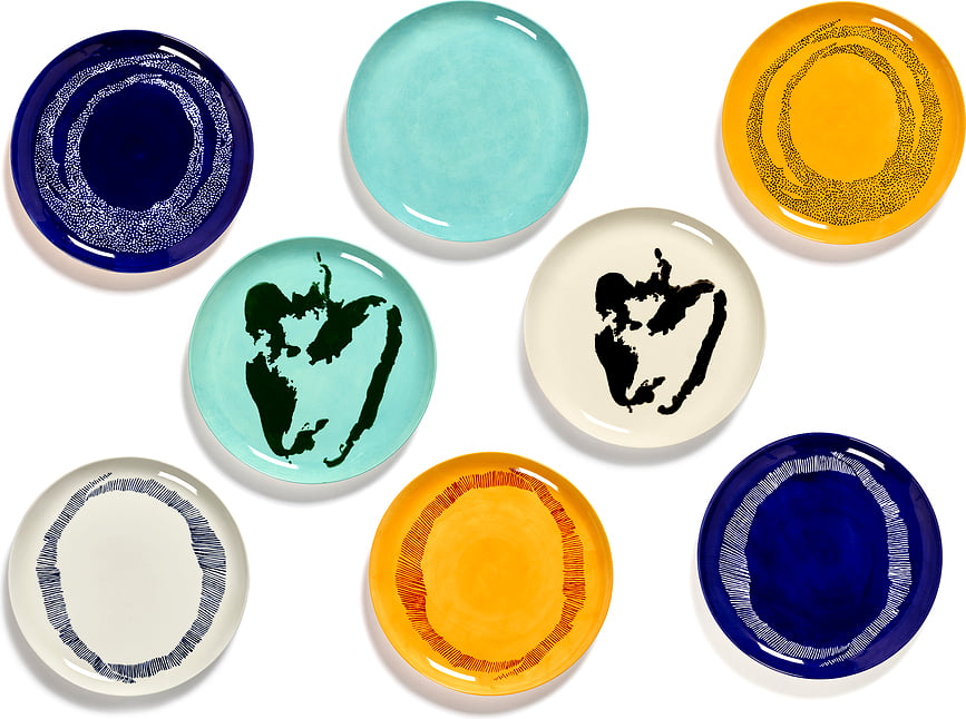 Feast Pepper Assiettes Plates 26,5 cm, blanches et noires, Lot de 2