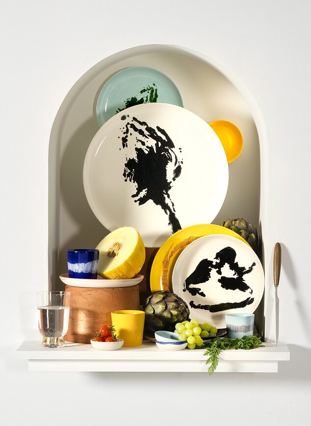 Feast Pepper Assiettes Plates 26,5 cm, blanches et noires, Lot de 2